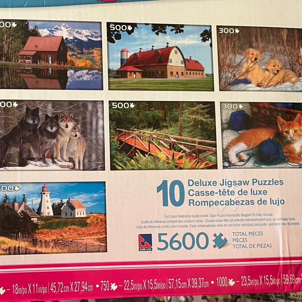 Set of 6 jigsaw puzzles 300-500 pieces each (4 brand new and sealed) in box